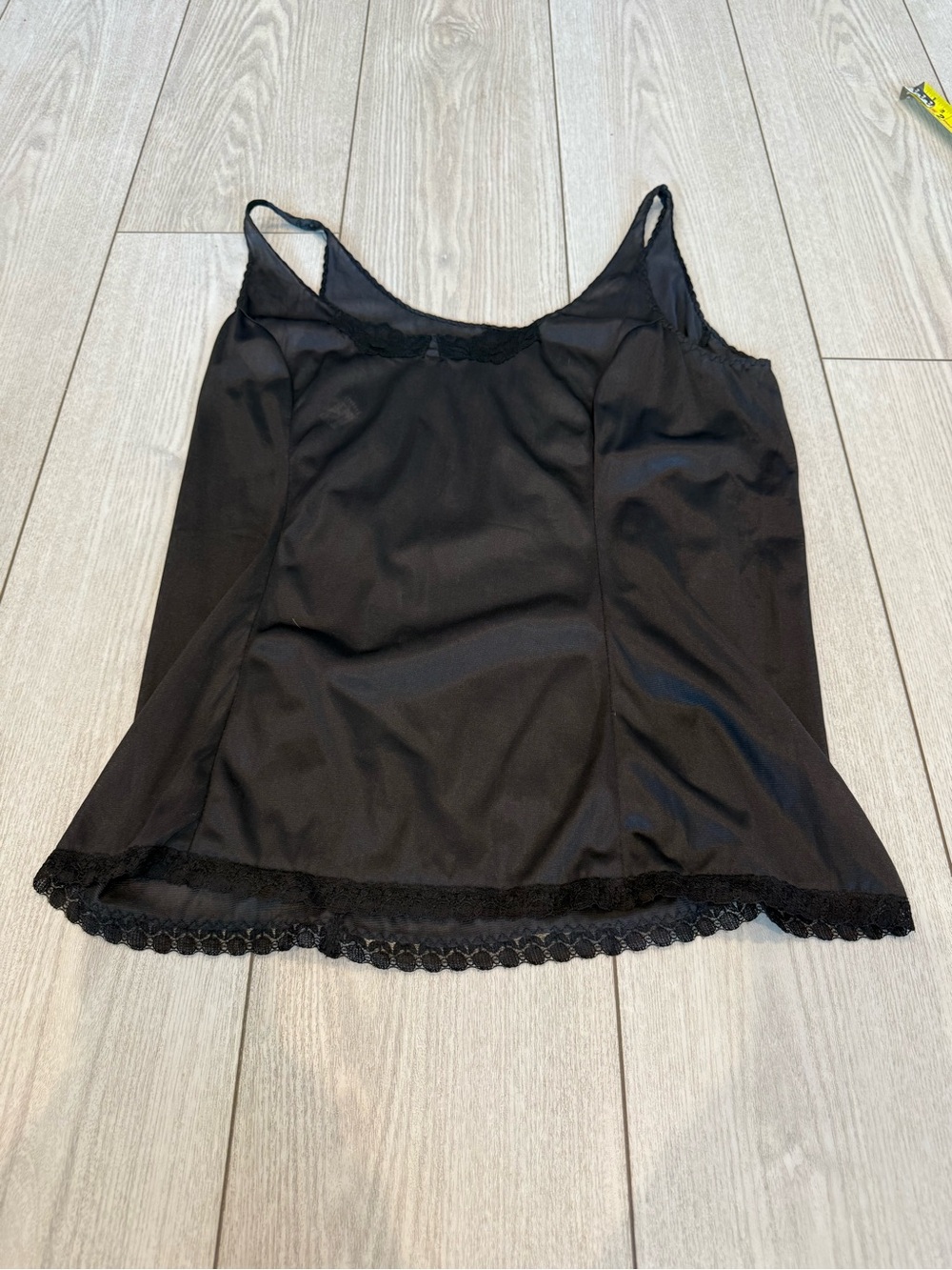 Vintage lingerie tank top black sheer babydoll lace trim medium lounge classic
